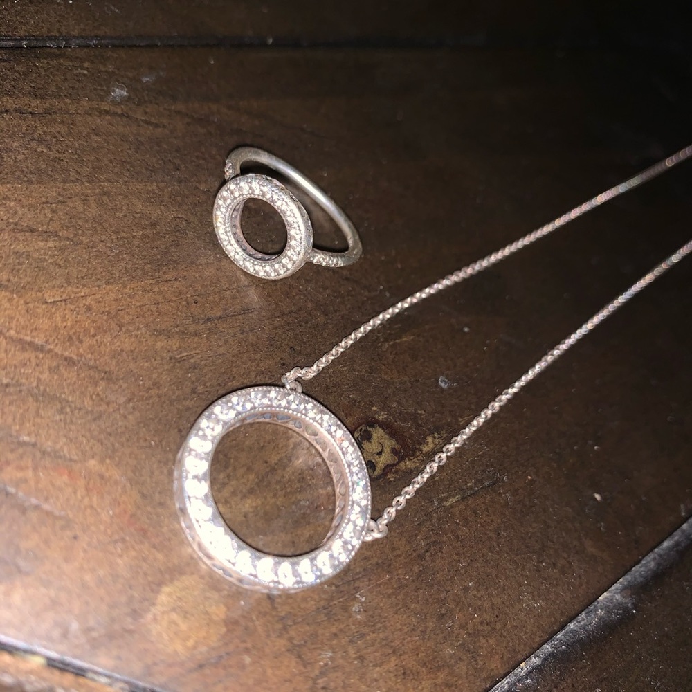 Matching silver Ring and necklace set